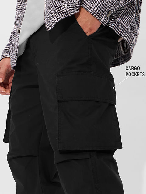 Japanese Fit Men's Solid Cargo Pant - Black