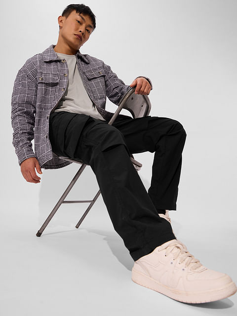 Japanese Fit Men's Solid Cargo Pant - Black