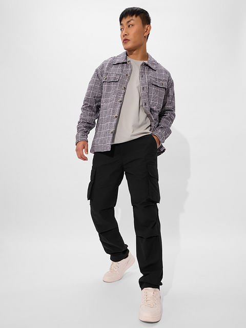 Japanese Fit Men's Solid Cargo Pant - Black